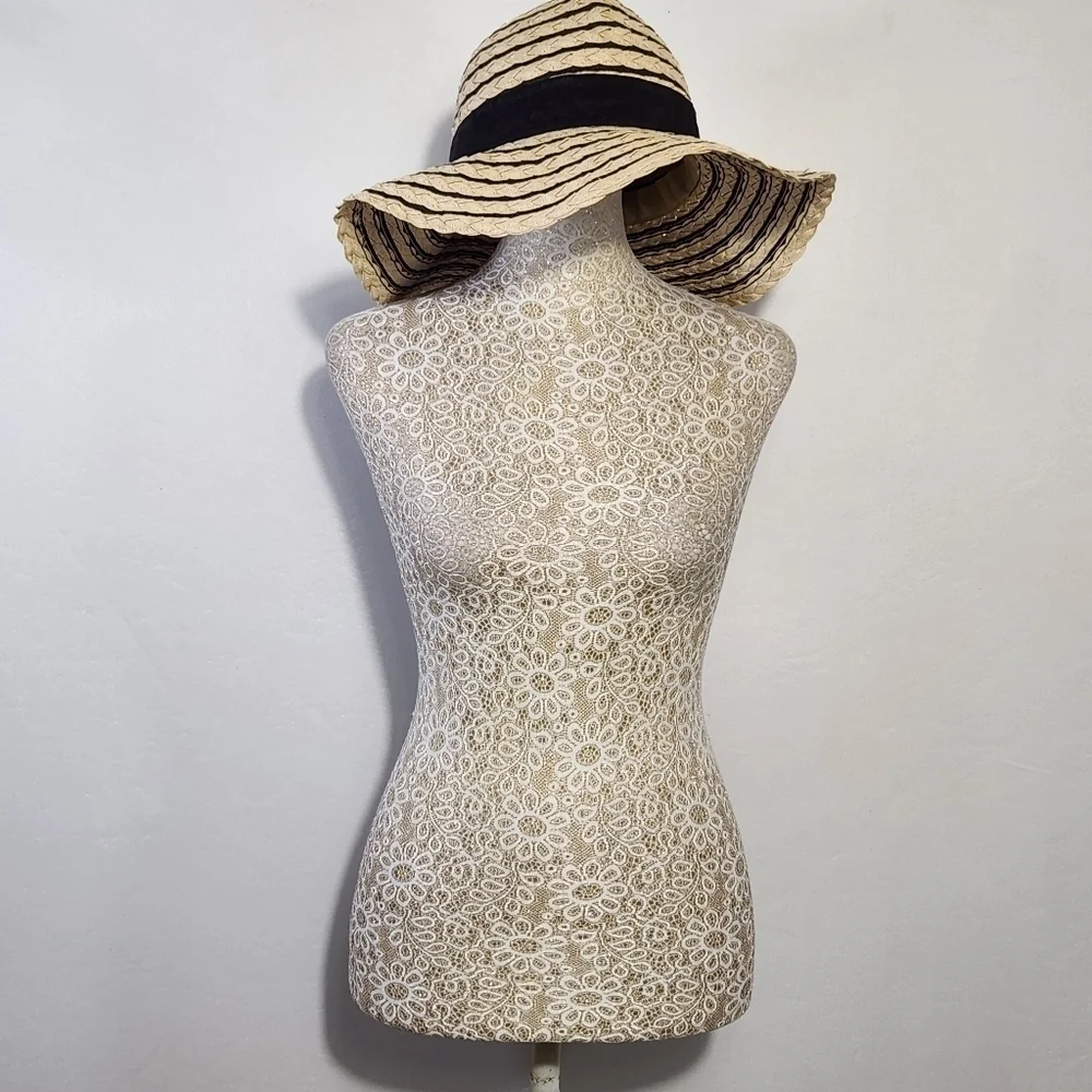 Four Buttons Summer Ladies Sun Beach Paper Straw Hat Floppy Foldable Wide Brim …